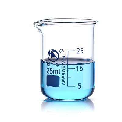25ml Glass Beaker Laboratory Glassware Low Form Griffin 3.3 Borosilicate Printed Graduation