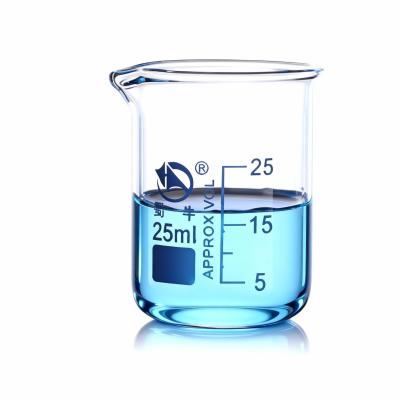 25ml Laboratory Glassware Beaker 4 Pcs Low Form Griffin 3.3 Borosilicate Pour Spout Beaded Rim Autoclavable